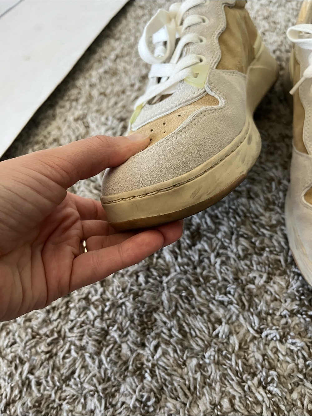 Veronica Beard Toma Suede Sneaker in Sand & White Women's Size 9 - Picture 15 of 16